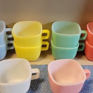 Vintage 1950s Glassbake square mugs